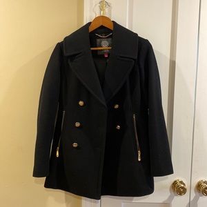 Vince Camuto Black Peacoat with detachable faux collar